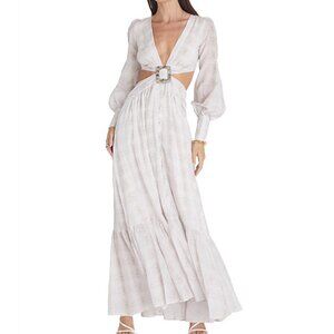 AQUA BLU Veronique Animal Print Cutout Cotton/silk Maxi Dress